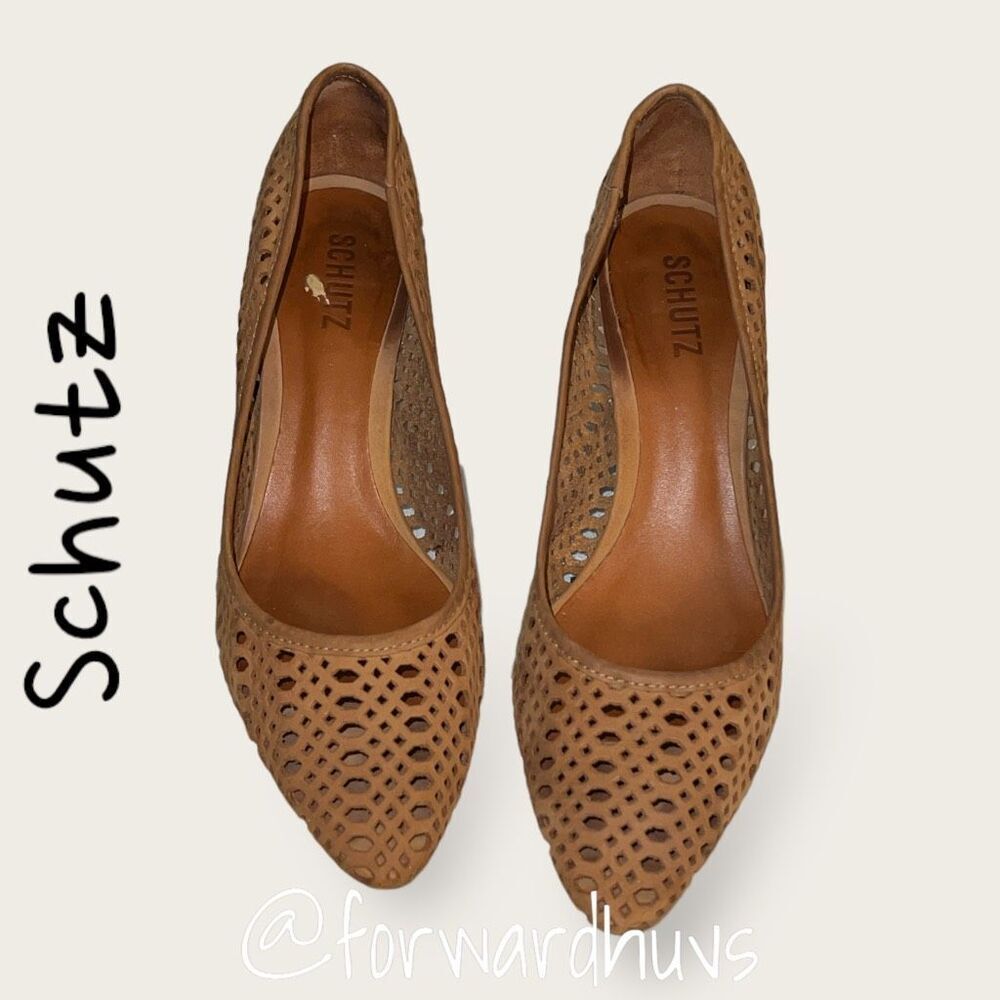 Schutz Scarpin Nobuck Biscuit Laser Cut Leather Heels Size 9 NEW - Picture 5 of 11